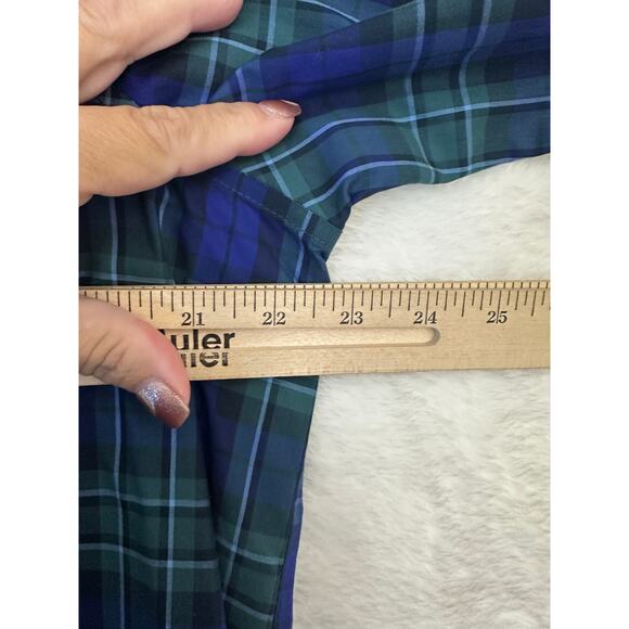 Lands' End Blue Plaid No Iron Supima Top 14 Large Half Button - Picture 8 of 9